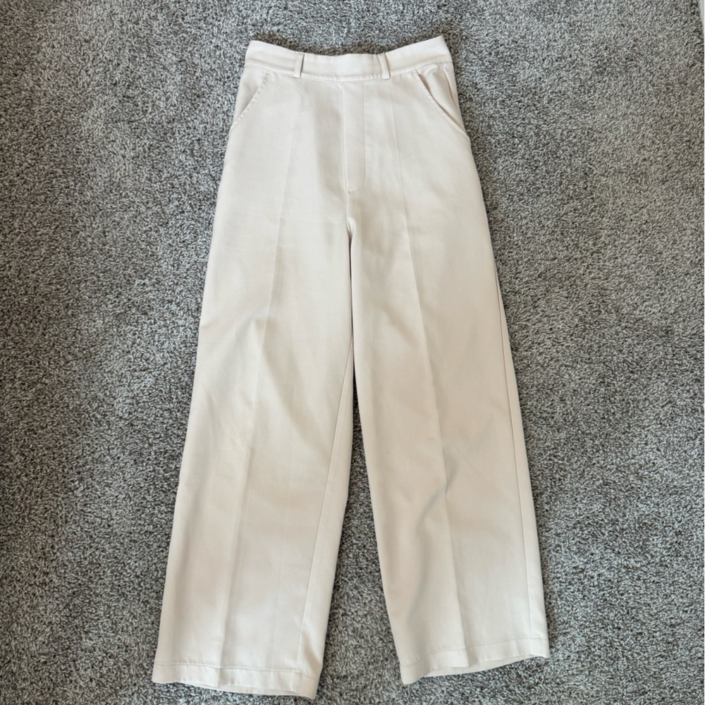 Beige Wide Leg Business Slacks Cute Business Pants